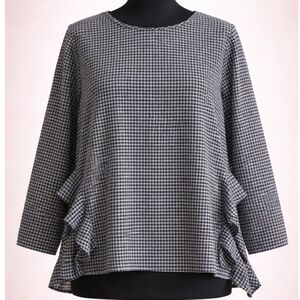 ZARA GINGHAM TOP WITH FLOWY EDGE DETAILS